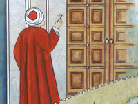 Pir Ahmed Paşa camii 1082 de Evliya Çelebinin duvarına yazı yazışı